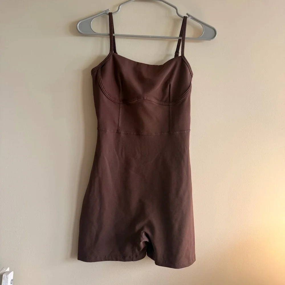Sleeveless Loungewear Spaghetti Strap Short Length Jumpsuit Romper Brown S